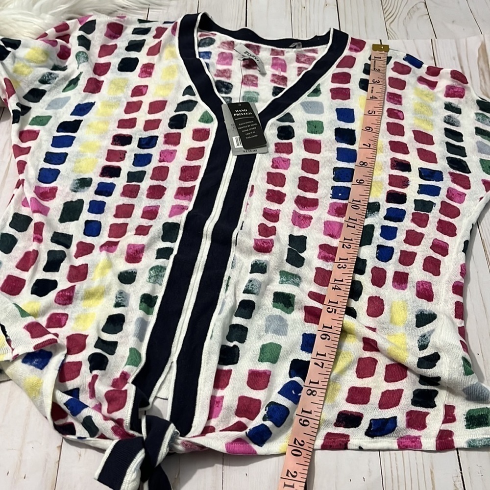 ZoZo linen blend color block top size M NWT - Picture 8 of 9